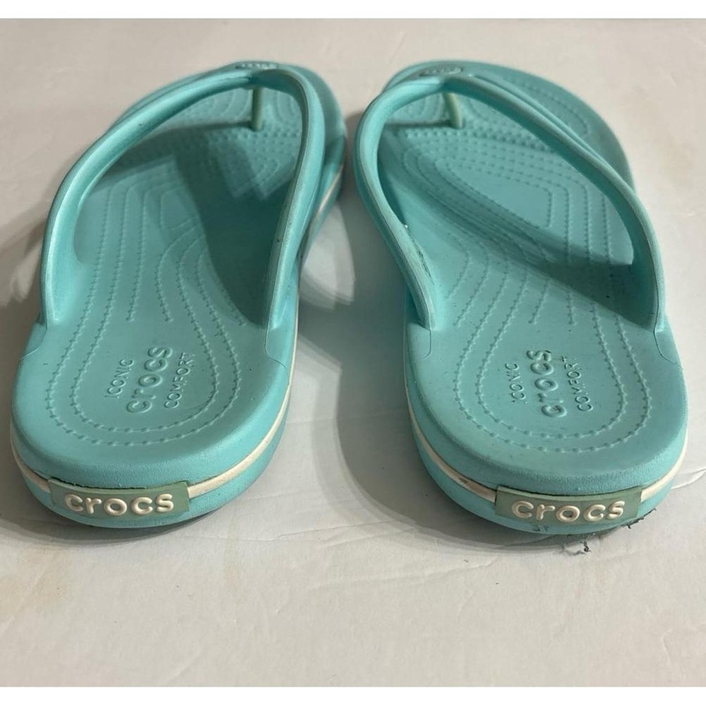 Crocs Flip Flops Sandals (Women's Size 8) Aqua Blue - Picture 3 of 6